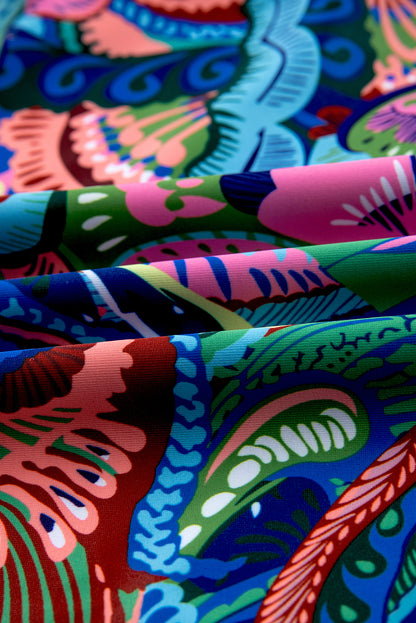 Tropical Print Halter Tankini with Swim Shorts