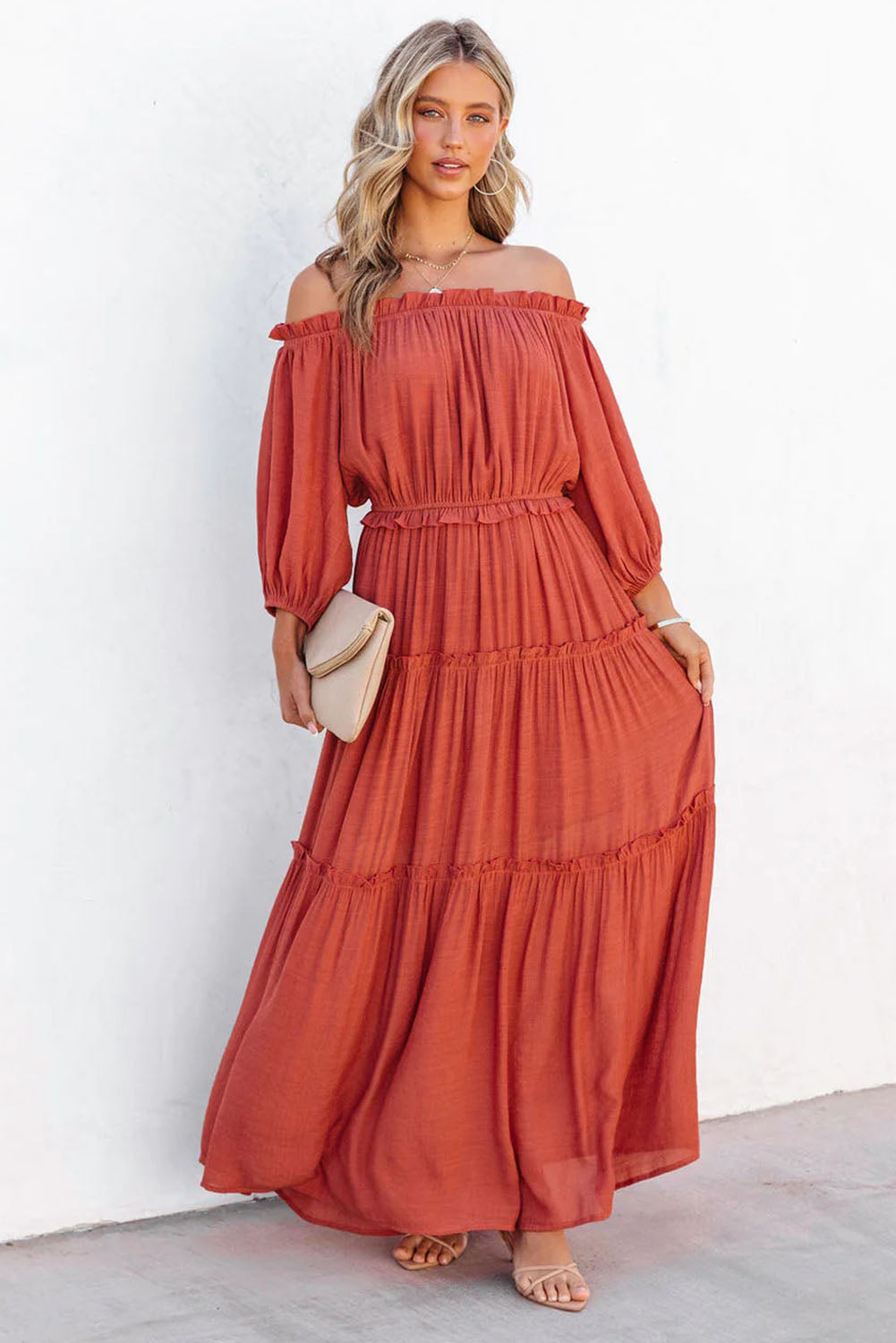 Deep Orange Dinner Date Maxi Dress