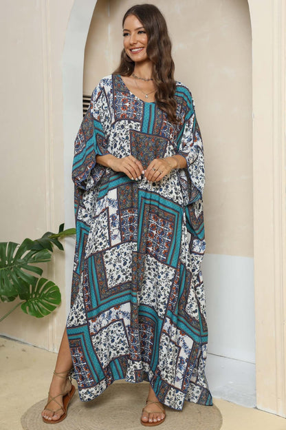 Kaftan V-Neck Split Maxi Dress