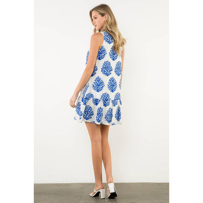 Sleeveless Collared Print Dress