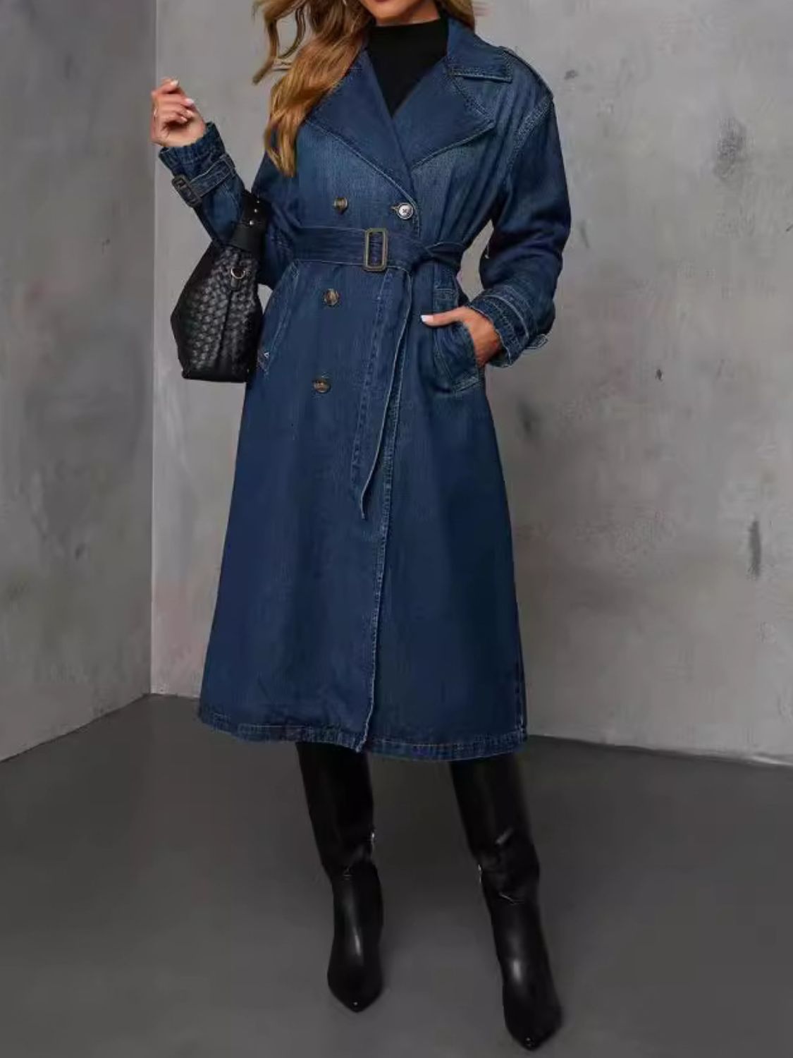 Button Up Long Sleeve Denim Duster Jacket