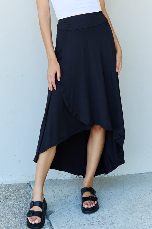 Nina High Waisted Flare Maxi Skirt in Black