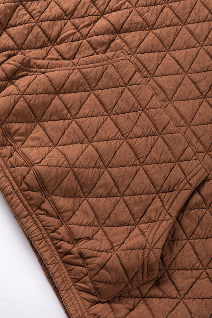 Cozy Coffee Quilted Kangaroo-Pocket Hoodie