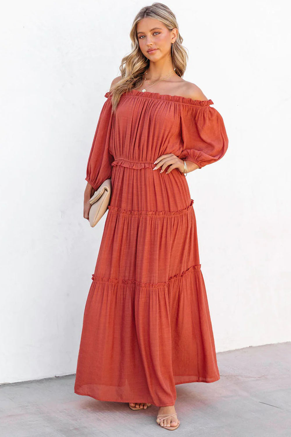 Deep Orange Dinner Date Maxi Dress