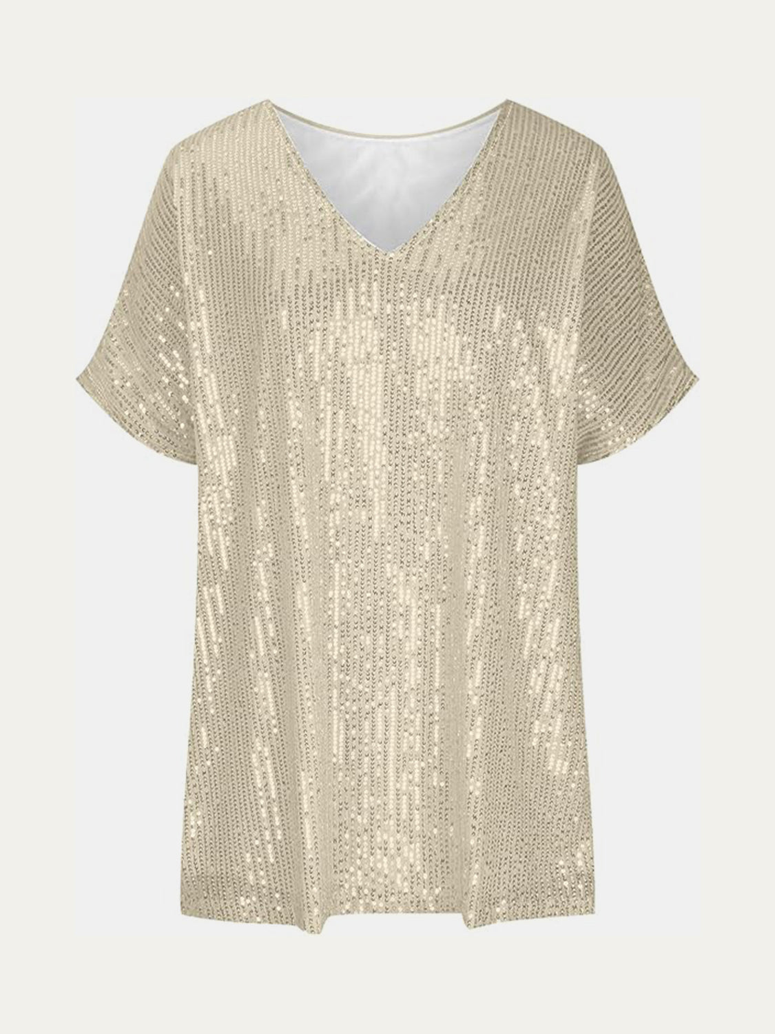 Size Inclusive Sequin V-Neck Short Sleeve Top