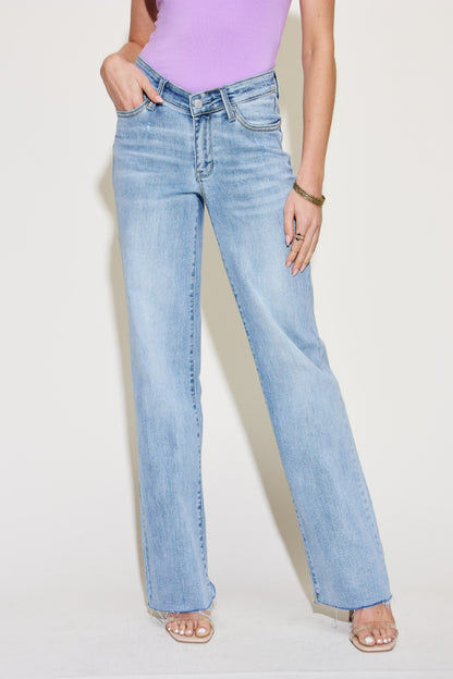 Size Inclusive V Front Waistband Straight Jeans