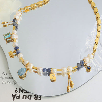 To The Sea 18K Gold-Plated Beaded Charm Necklace