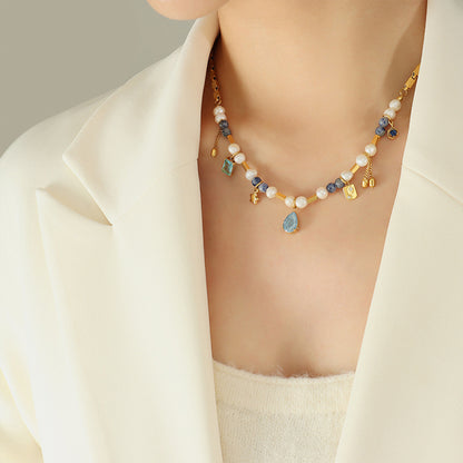 To The Sea 18K Gold-Plated Beaded Charm Necklace