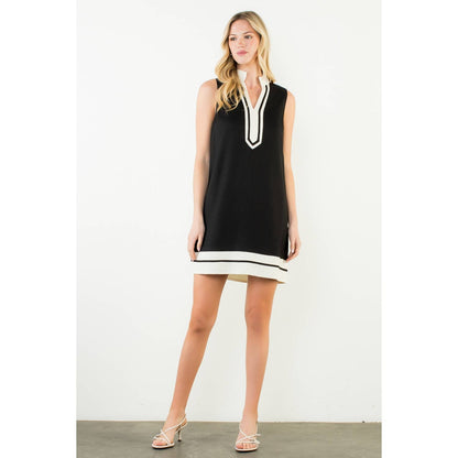Sleeveless Contrast Trim Dress