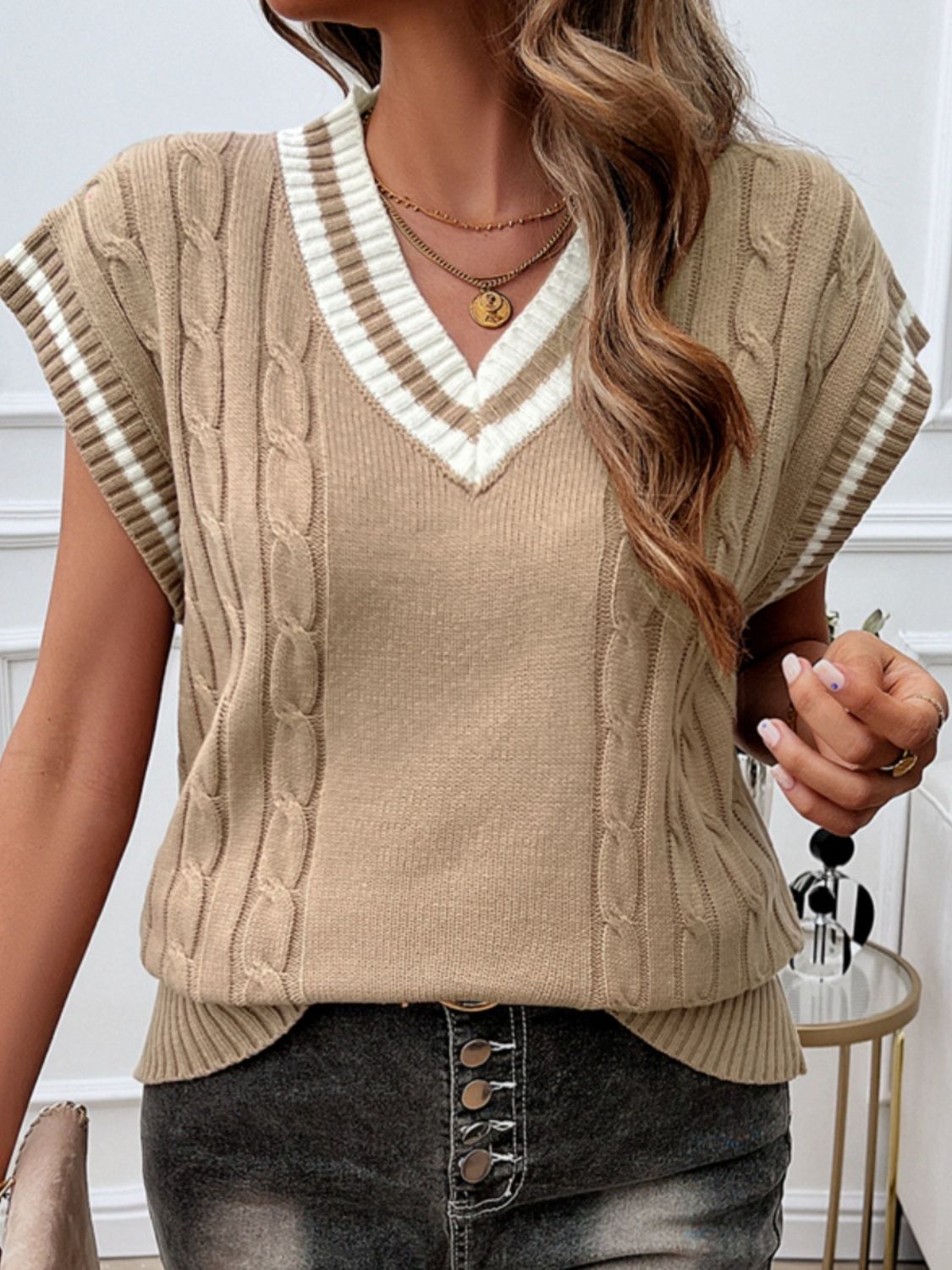 Prep Days Cable-Knit V-Neck Sweater Vest