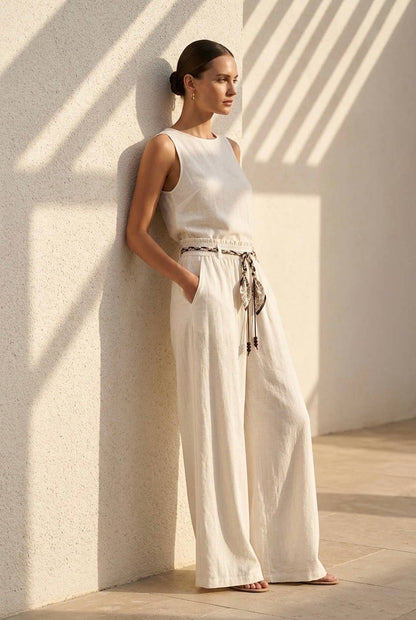 Miranda wide, flowing pants with an adjustable waist