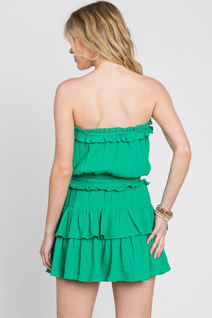 Giselle WASHED COTTON GAUZE RUFFLE ROMPER