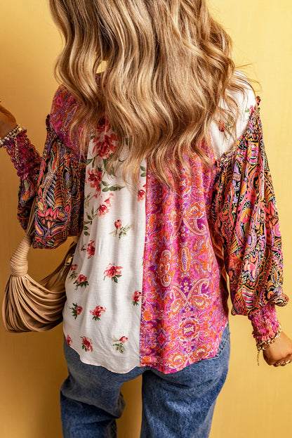 Multicolor Floral Patchwork Blouse