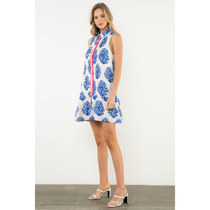 Sleeveless Collared Print Dress