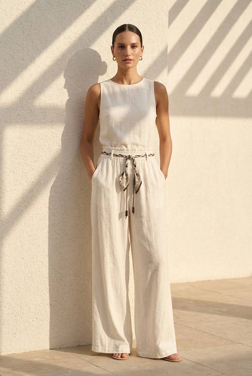 Miranda wide, flowing pants with an adjustable waist