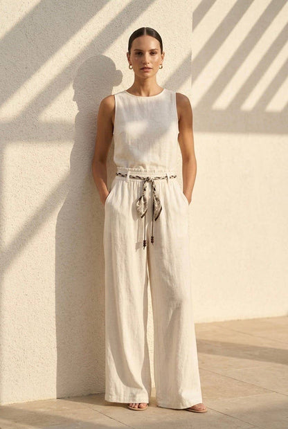 Miranda wide, flowing pants with an adjustable waist