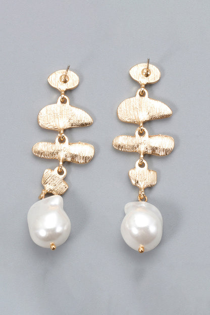 Zinc Alloy Synthetic Pearl Dangle Earrings