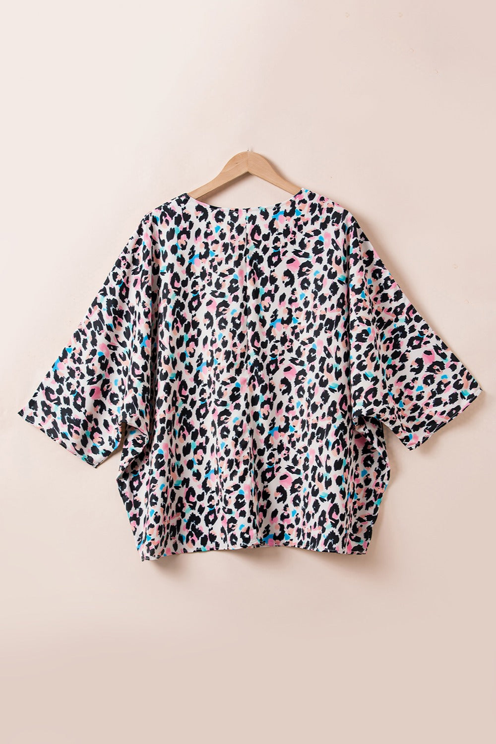 Color Pop Cheetah Size Inclusive Three-Quarter Sleeve Blouse