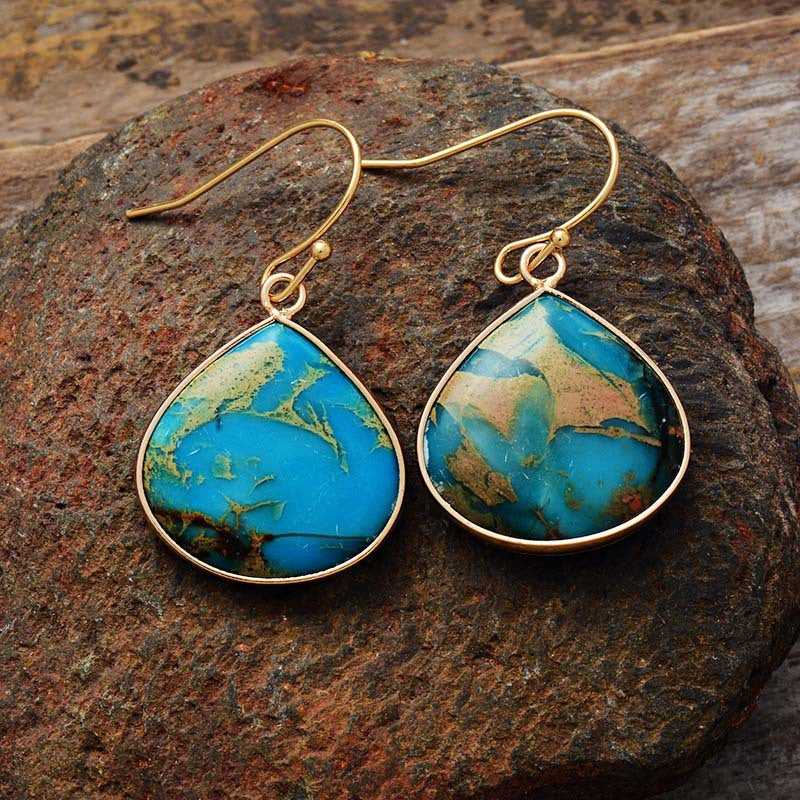 18K Gold-Plated Vibrant Natural Stone Earrings