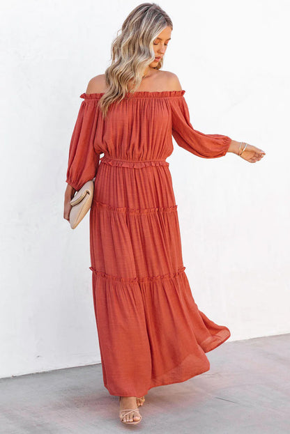 Deep Orange Dinner Date Maxi Dress