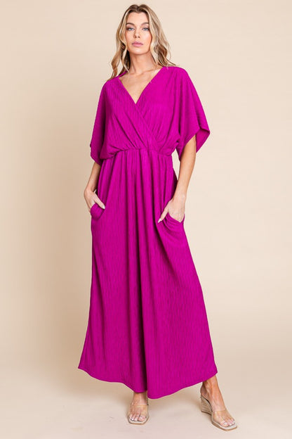 Dolman Sleeve Magenta Maxi Dress