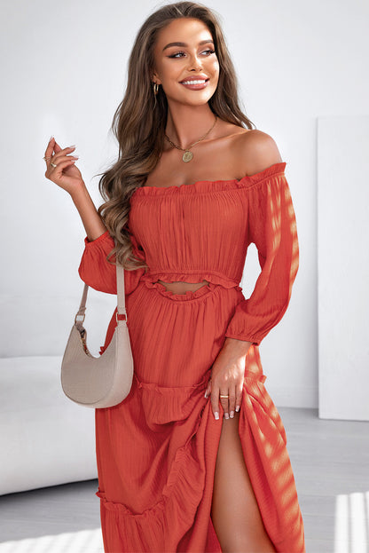 Deep Orange Dinner Date Maxi Dress