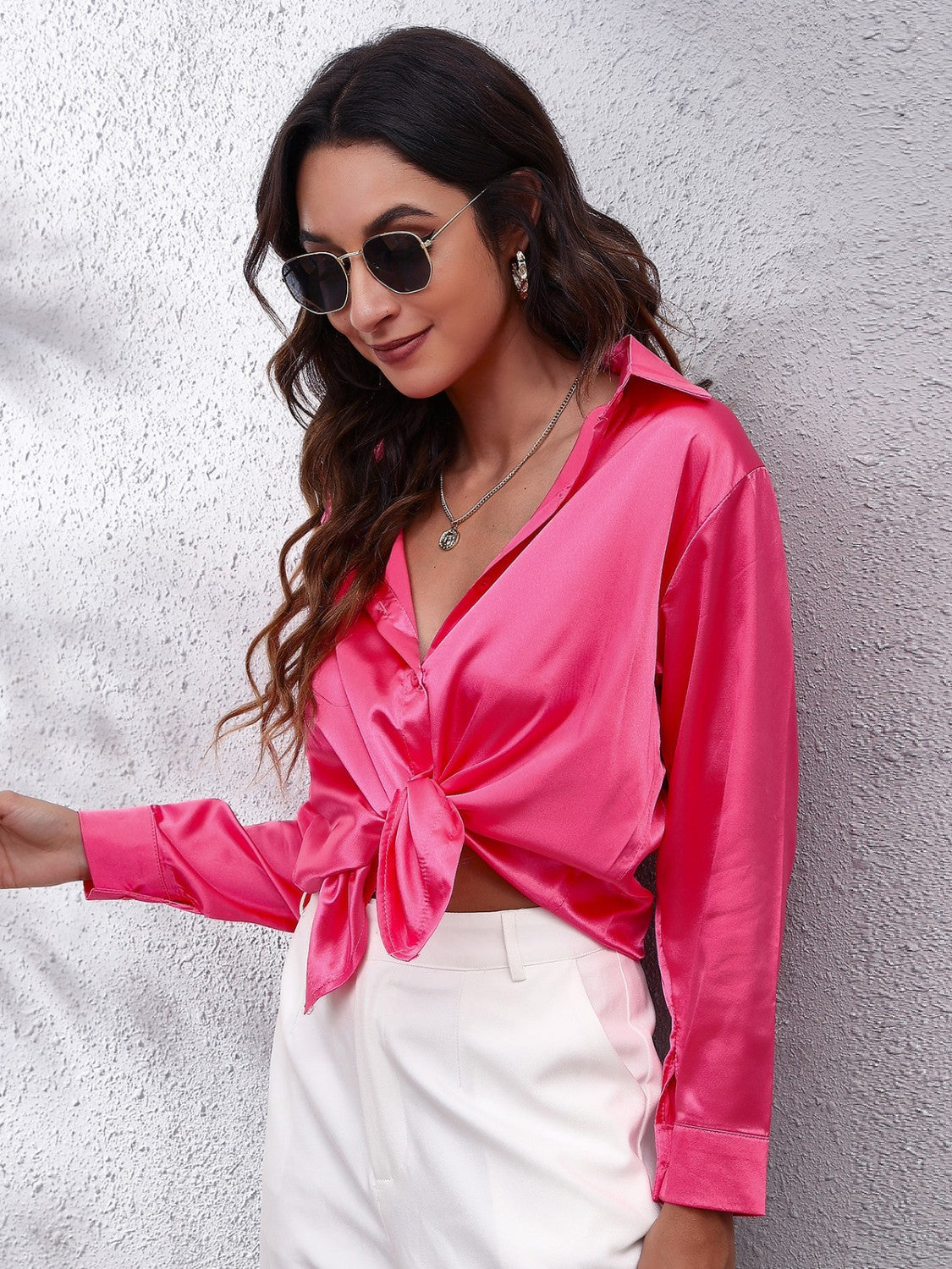 Button Up Classic Satin Shirt