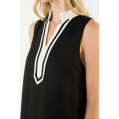 Sleeveless Contrast Trim Dress