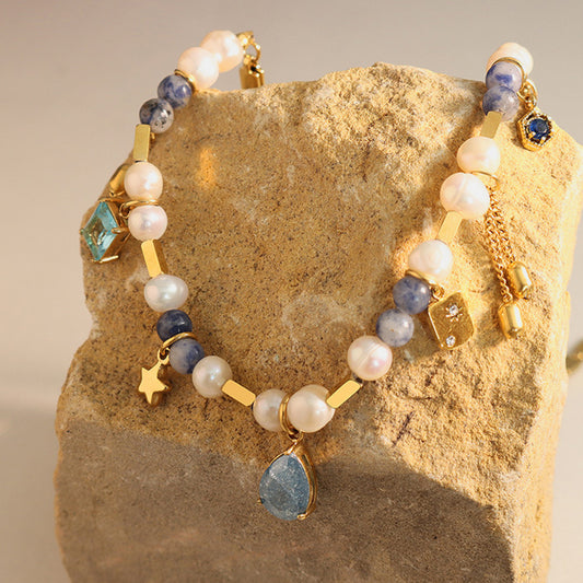 To The Sea 18K Gold-Plated Beaded Charm Necklace