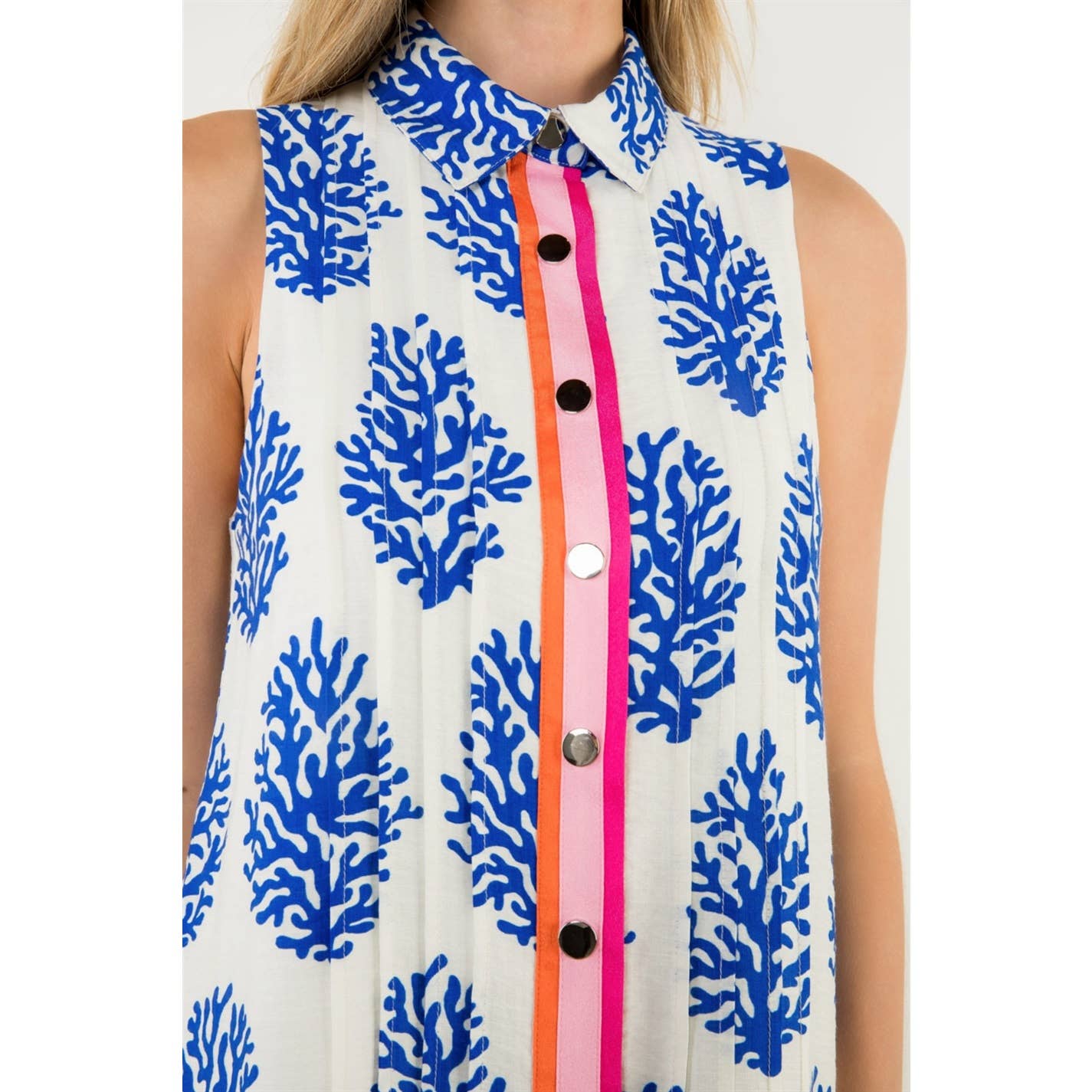 Sleeveless Collared Print Dress