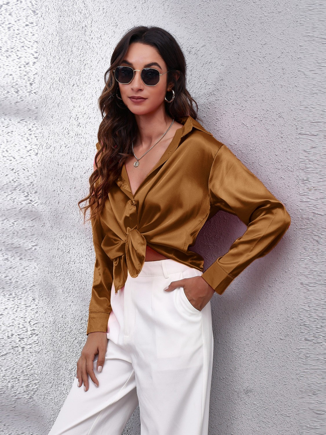 Button Up Classic Satin Shirt