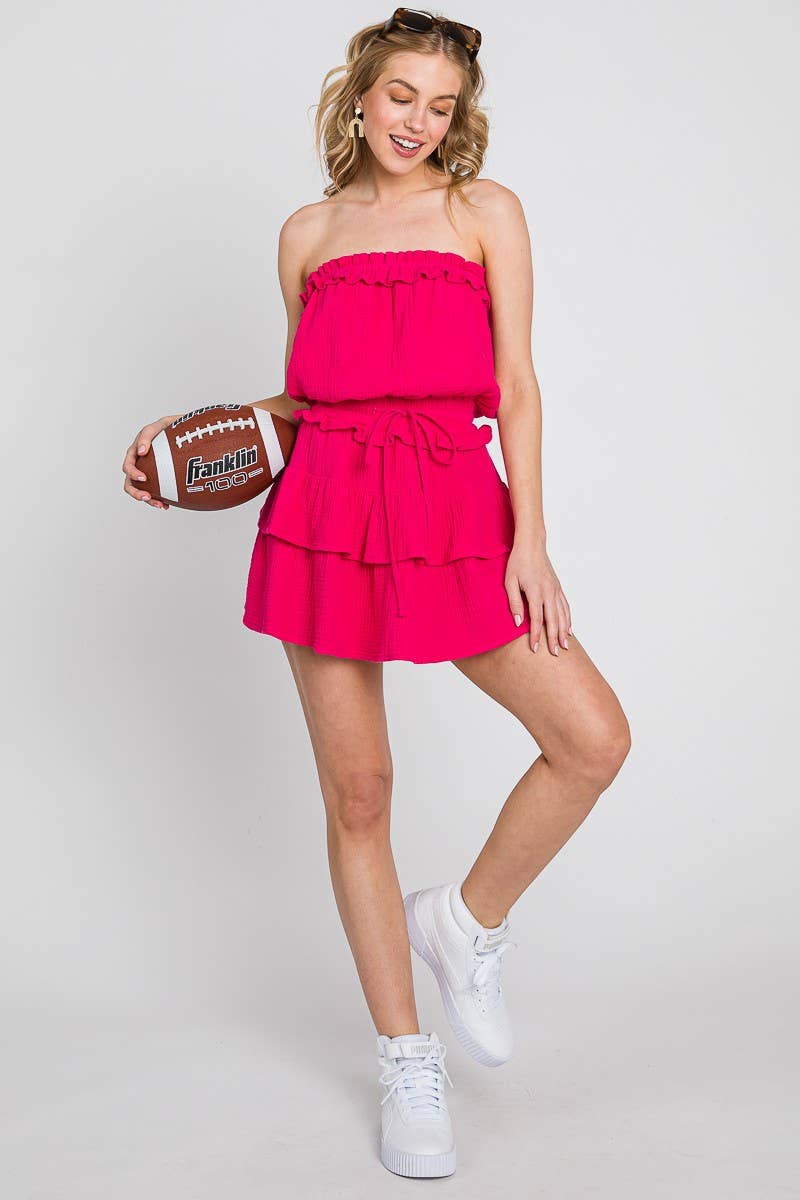 Giselle WASHED COTTON GAUZE RUFFLE ROMPER