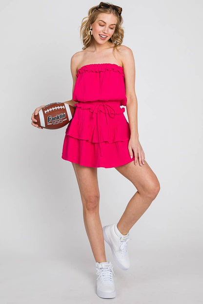Giselle WASHED COTTON GAUZE RUFFLE ROMPER