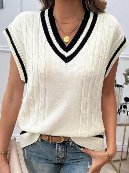 Prep Days Cable-Knit V-Neck Sweater Vest