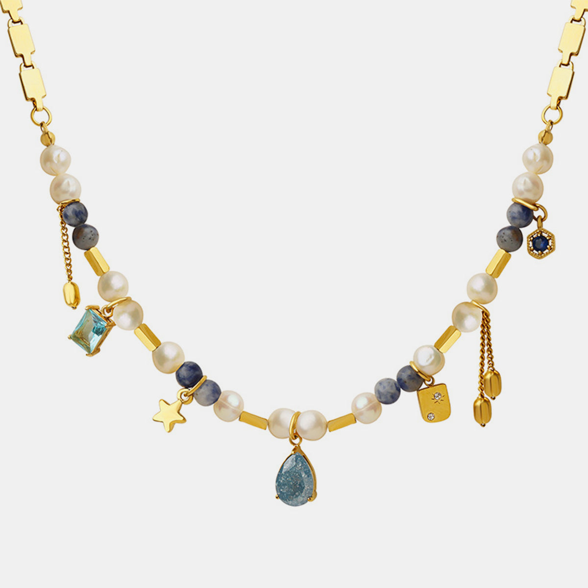 To The Sea 18K Gold-Plated Beaded Charm Necklace