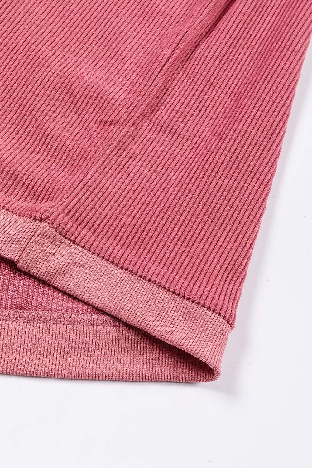 Strawberry Pink Ribbed Corduroy Oversized Sweatshirt