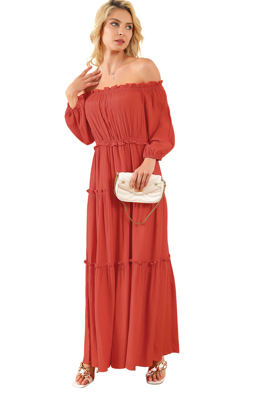 Deep Orange Dinner Date Maxi Dress