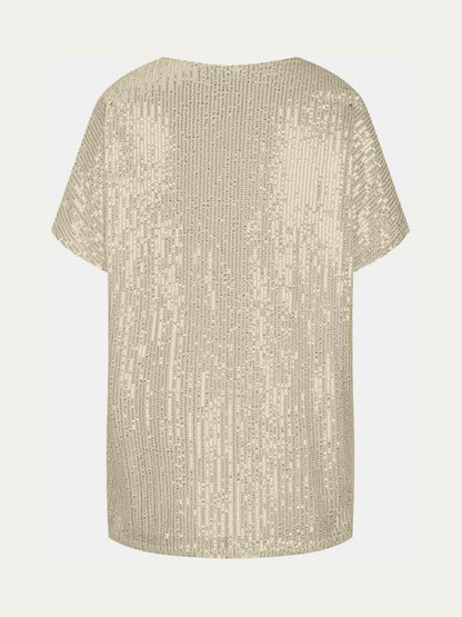 Size Inclusive Sequin V-Neck Short Sleeve Top