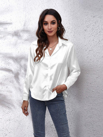 Button Up Classic Satin Shirt