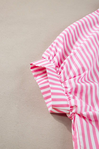 Anne Pink Stripe Dolman Sleeve Oversize Shirt