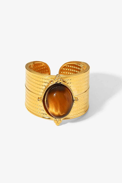 Brown Amber Stone Gold Ring