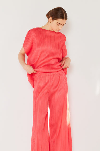 Pleated Wide-Leg Pants with Side Pleat Detail