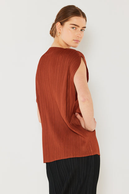 Ribbed Pleated Oversized Dolman Sleeve Top