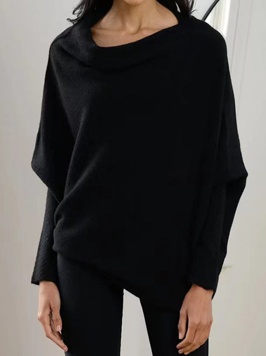 Bateau Neck Batwing Sleeve Knit Top