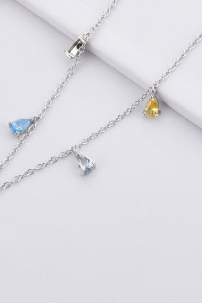 Multi-Stone Zircon Necklace in Sterling Silver or Gold Plated