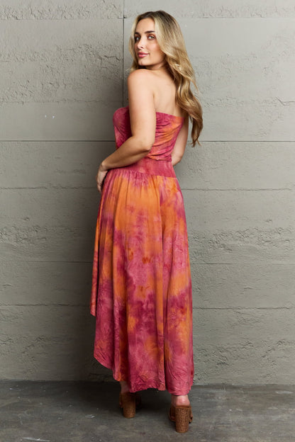 Karina High Low Strapless Tie Dye Dress