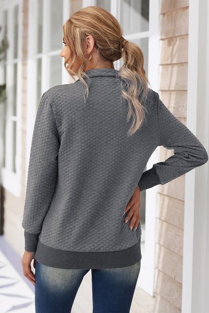 Contrast Collared Neck Long Sleeve Top